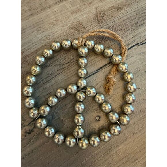 Pottery Barn Handcrafted Metallic Beaded Peace Sign Ornament - Picture 4 of 4